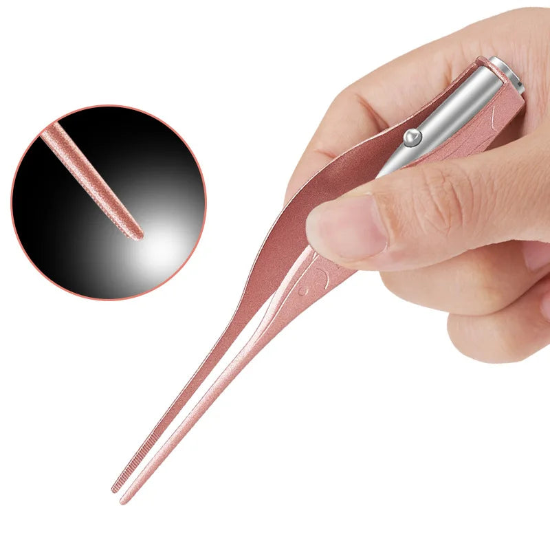 LED Ear Cleaner Earpick – Stainless Steel Wax Removal Tweezer with Luminous LED for Kids & Adults