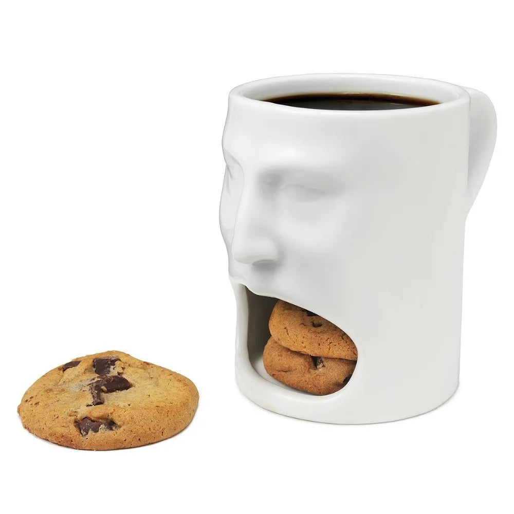 Creative Ceramic Mug with Biscuit Holder 170ml Coffee & Tea Cup with Built-In Cookie Tray, Funny Gift Idea