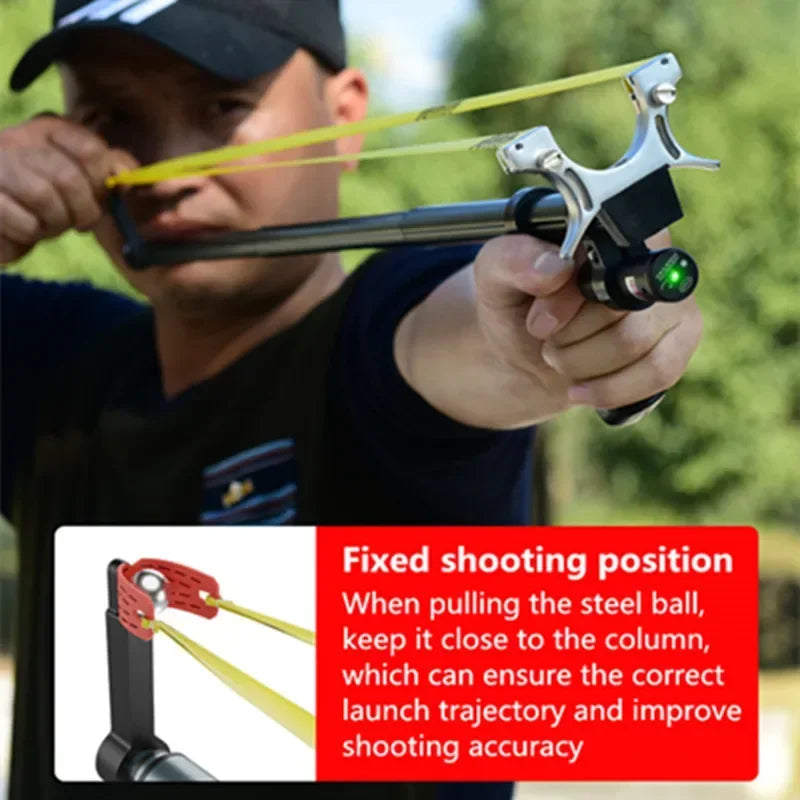 High-Precision Laser Slingshot – Powerful Straight Rod Hunting & Outdoor Slingshot