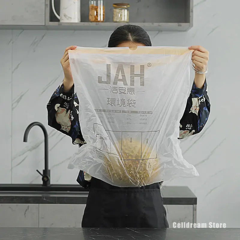 10pcs/roll Drawstring Garbage Bags – Thickened Household Trash Bags with Dispenser for Kitchen & Cleaning