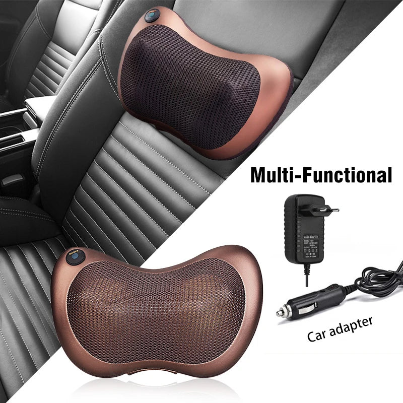 Multifunctional Electric Head & Body Massager – Shiatsu Neck, Back, Waist, and Cervical Massage Pillow for Home & Car