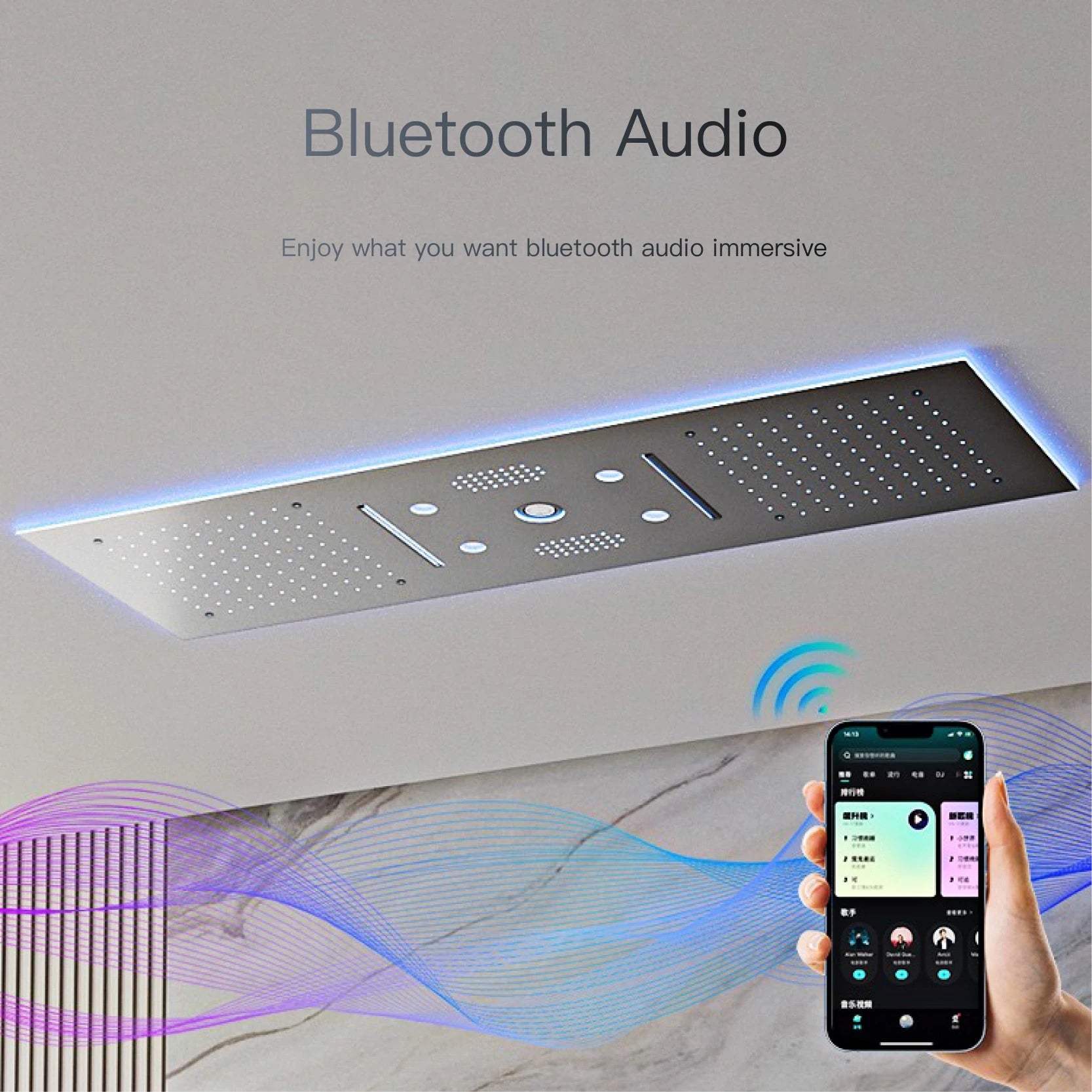 Luxury Black Brass LED Digital Shower System – Wall-Mounted 4-Function Ceiling Shower with Hot & Cold Dual Control