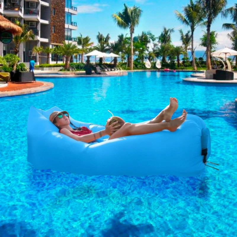 Inflatable Air Sofa Chair – Portable Waterproof Camping & Beach Lounger with Sleeping Bag Design