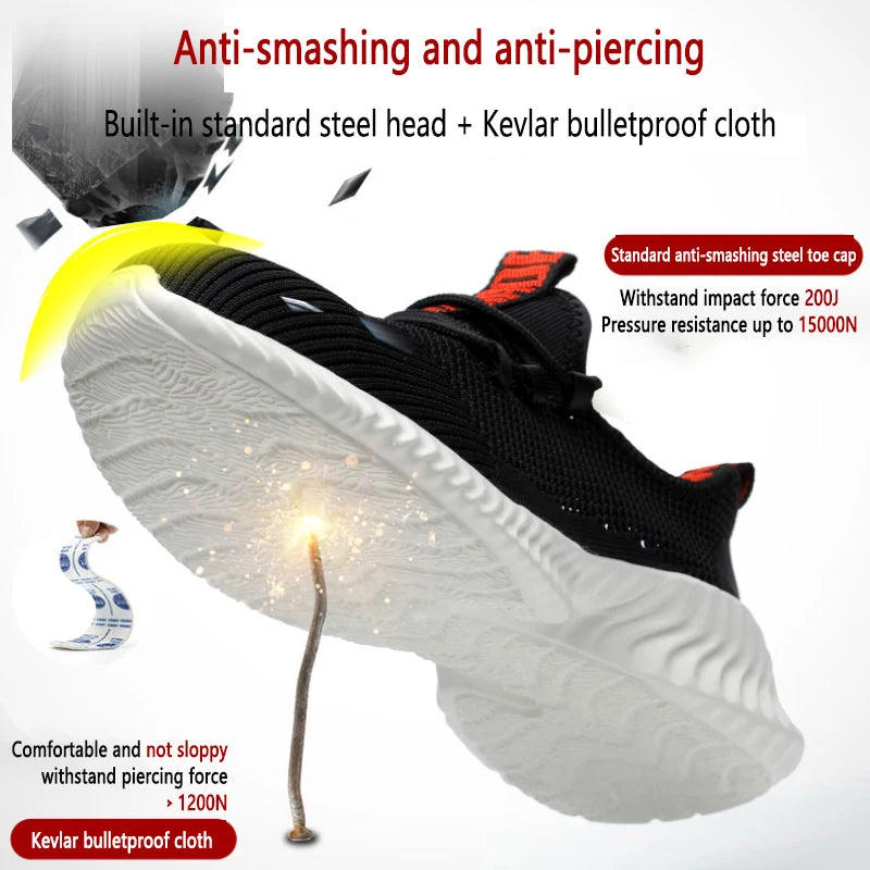 Breathable Lightweight Safety Work Shoes – Steel Toe, Anti-Slip & Anti-Puncture Summer Protection Footwear
