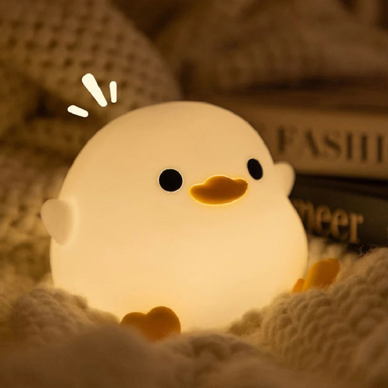 Doudou Duck Night Light – Soft Silicone USB Rechargeable Kids Lamp with Clap Control & Timer
