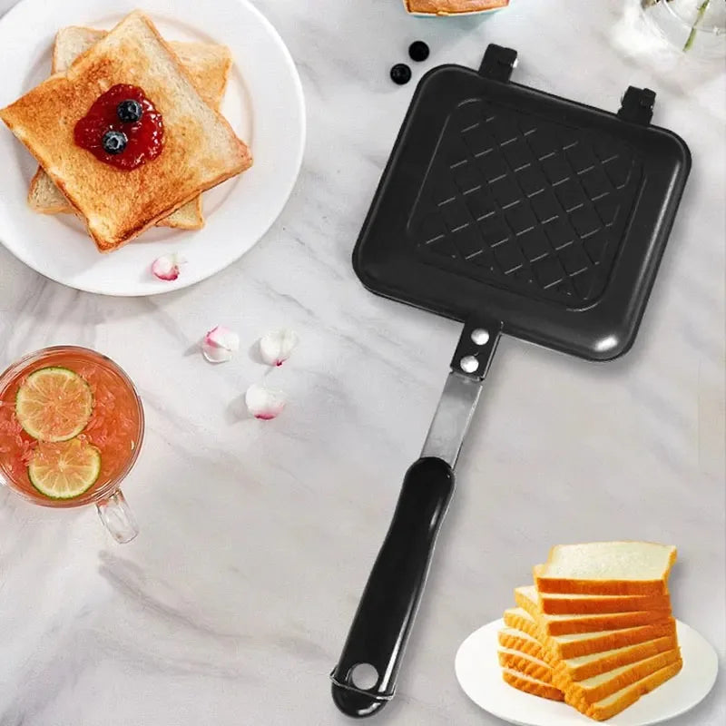 Double-Sided Non-Stick Sandwich Fry Pan – Aluminum Alloy Grill & Waffle Maker