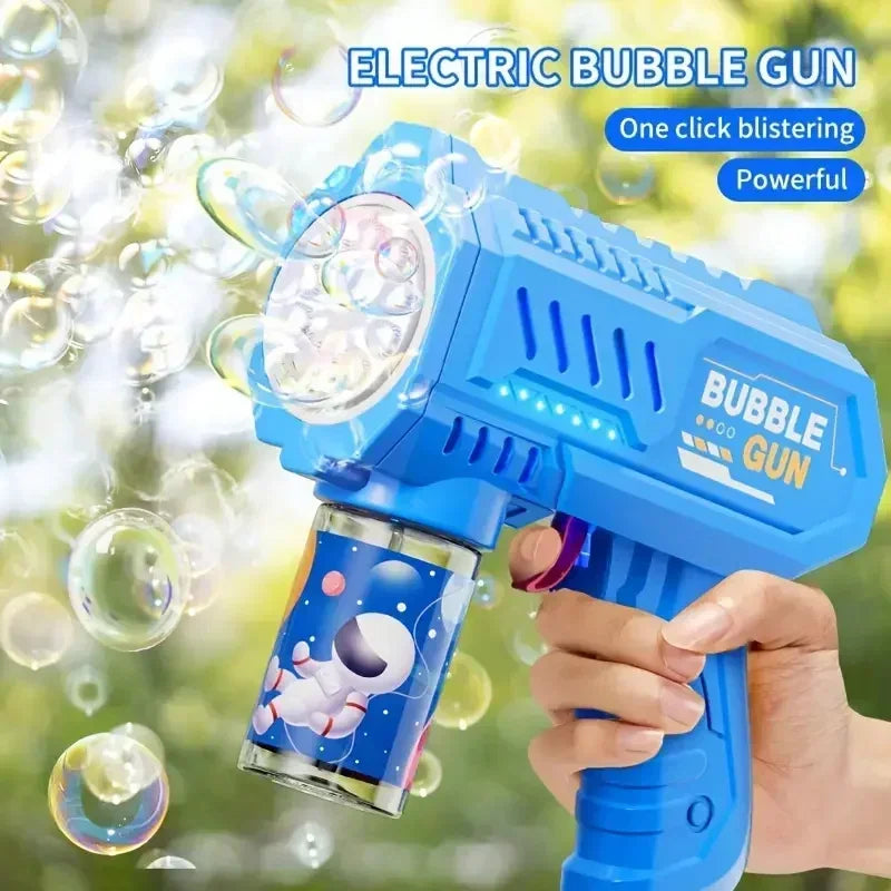 Automatic Electric Bubble Gun for Kids – 10-Hole Handheld Bubble Machine with Light (No Battery, No Bubble Water Included)