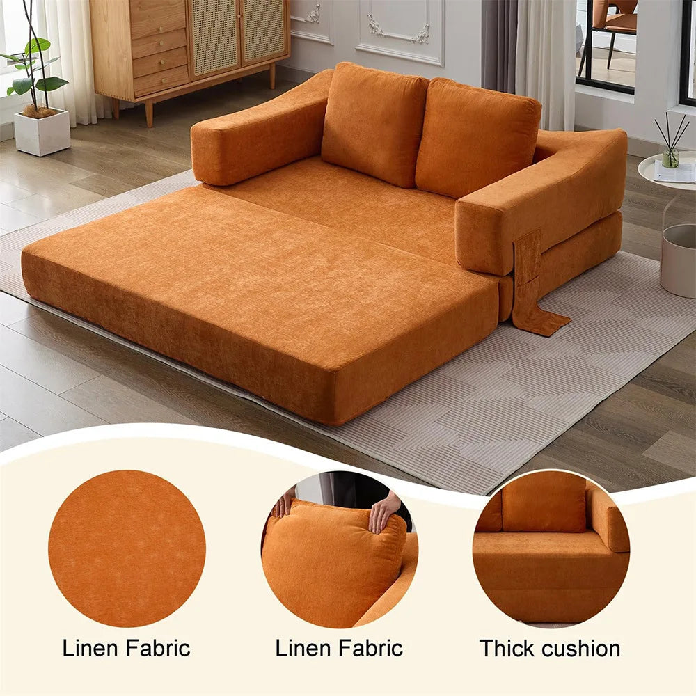 Multi-Functional Compression Sofa Bed – Folding Lazy Fabric Sofa for Living Room & Nap Use