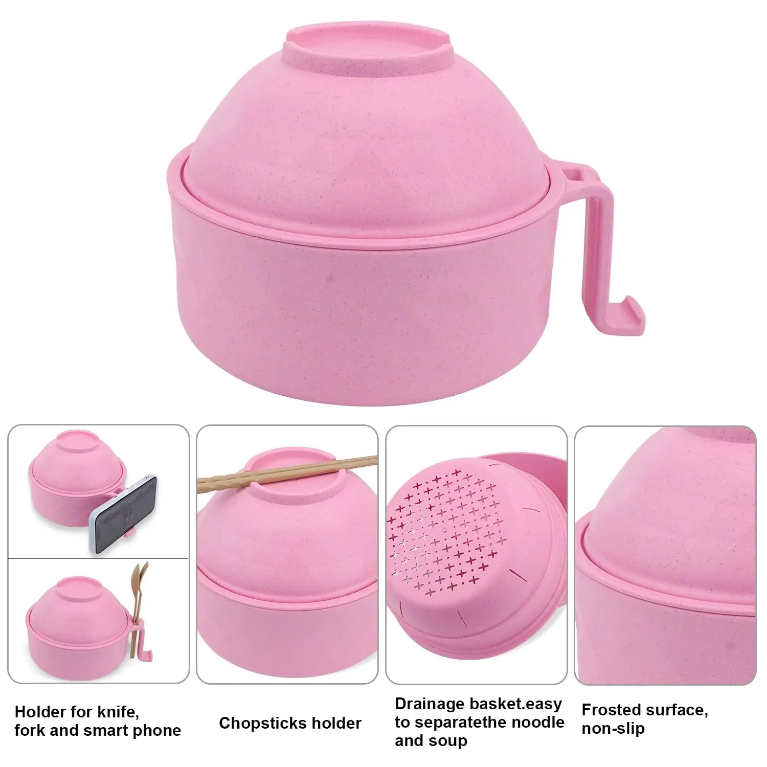 Microwave Ramen Cooker Bowl Set – Instant Noodle Cooking with Chopsticks & Spoon, College Dorm Essentials