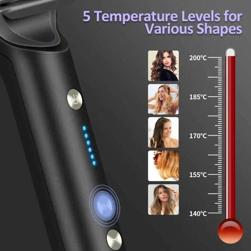 2-in-1 Electric Hair Straightening Brush – Negative Ion Heated Styling Comb with 5 Temperature Settings & 10s Fast Heating