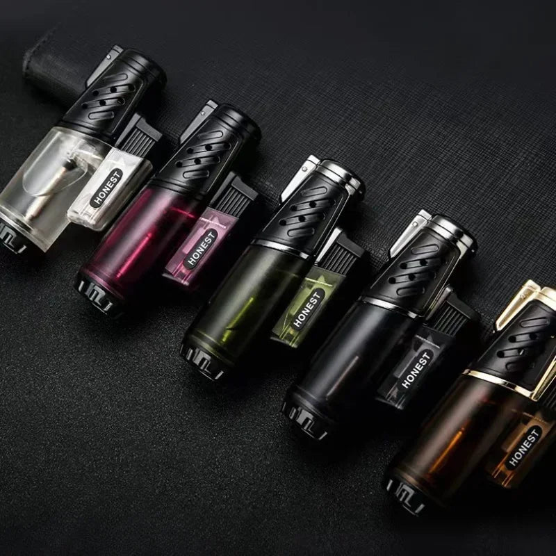 HONEST Turbo Torch Cigarette Lighter  Butane Gas Jet Flame with Flint, Unique Smoking Gadget for Men