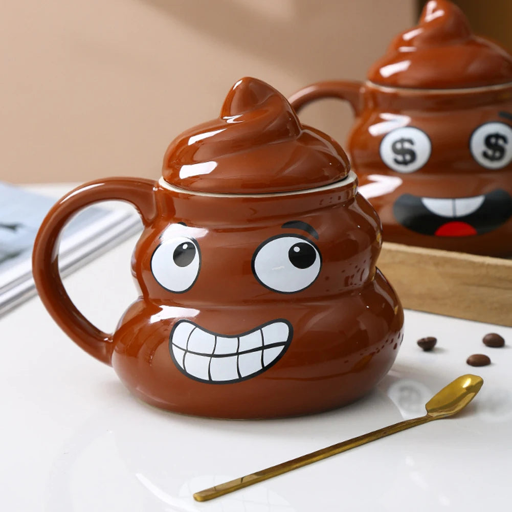 Funny Prank Poop Mug – Multifunctional Ceramic Tea & Coffee Cup with Spoon for Men and Women