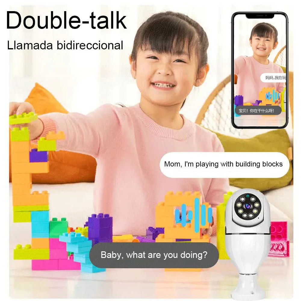E27 Wireless WiFi Light Bulb Camera – 360° HD Full-Color Home Security Monitoring with Mobile Remote