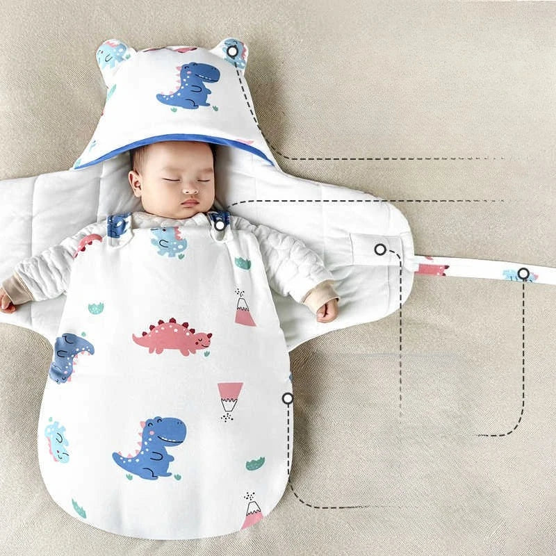 Autumn & Winter Baby Swaddle Blanket – Cute Cartoon Cotton Newborn Wrap (0–6 Months)