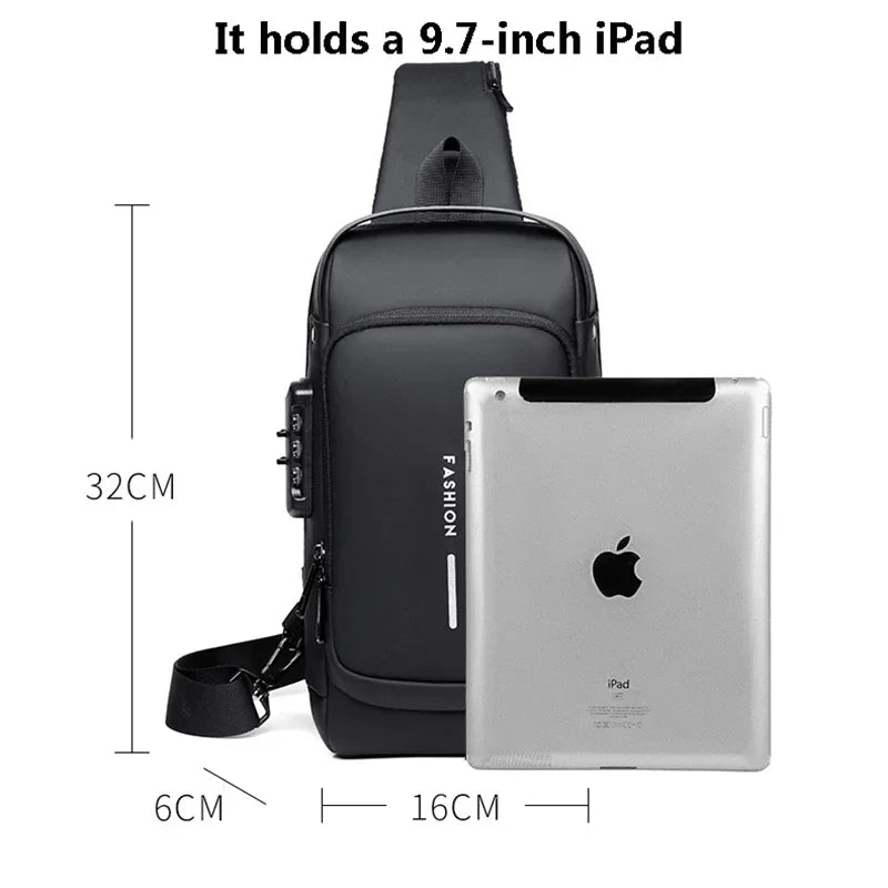 Designer Multifunction Anti-Theft USB Crossbody Bag – Travel Sling & Messenger Bag for Men