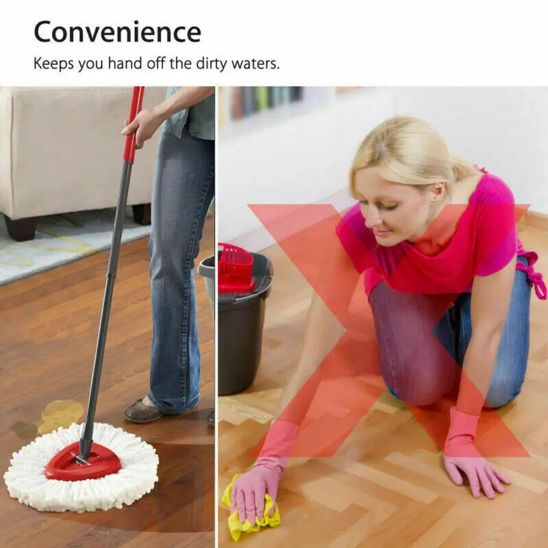 Easy Wring Turbo Microfiber Mop Head Refill – 2-in-1 Spin Mop Replacement for Floor Cleaning