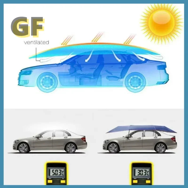 Fully Automatic Remote Control Car Tent Umbrella – Outdoor Vehicle Sunshade & Car Cover (4.6m / 4.8m / 5.2m)