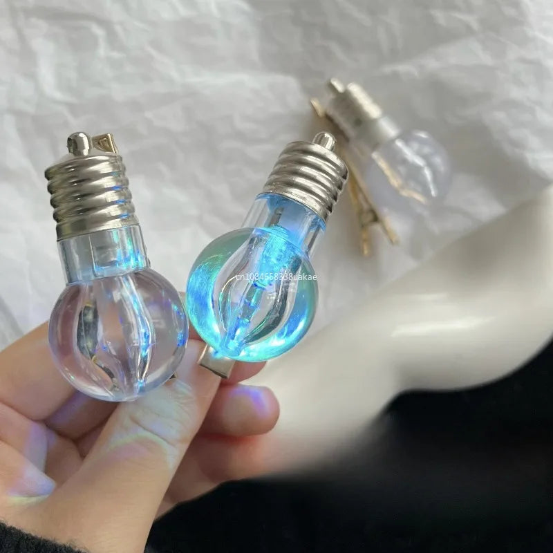 Funny Glowing Light Bulb Hair Clip – Flashing Bangs Hairpin for Women & Trendy Hair Accessories
