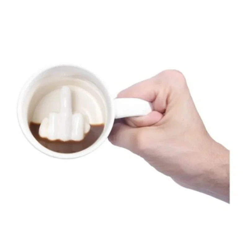 Funny Middle Finger Ceramic Mug  Creative Novelty Coffee Cup Gift