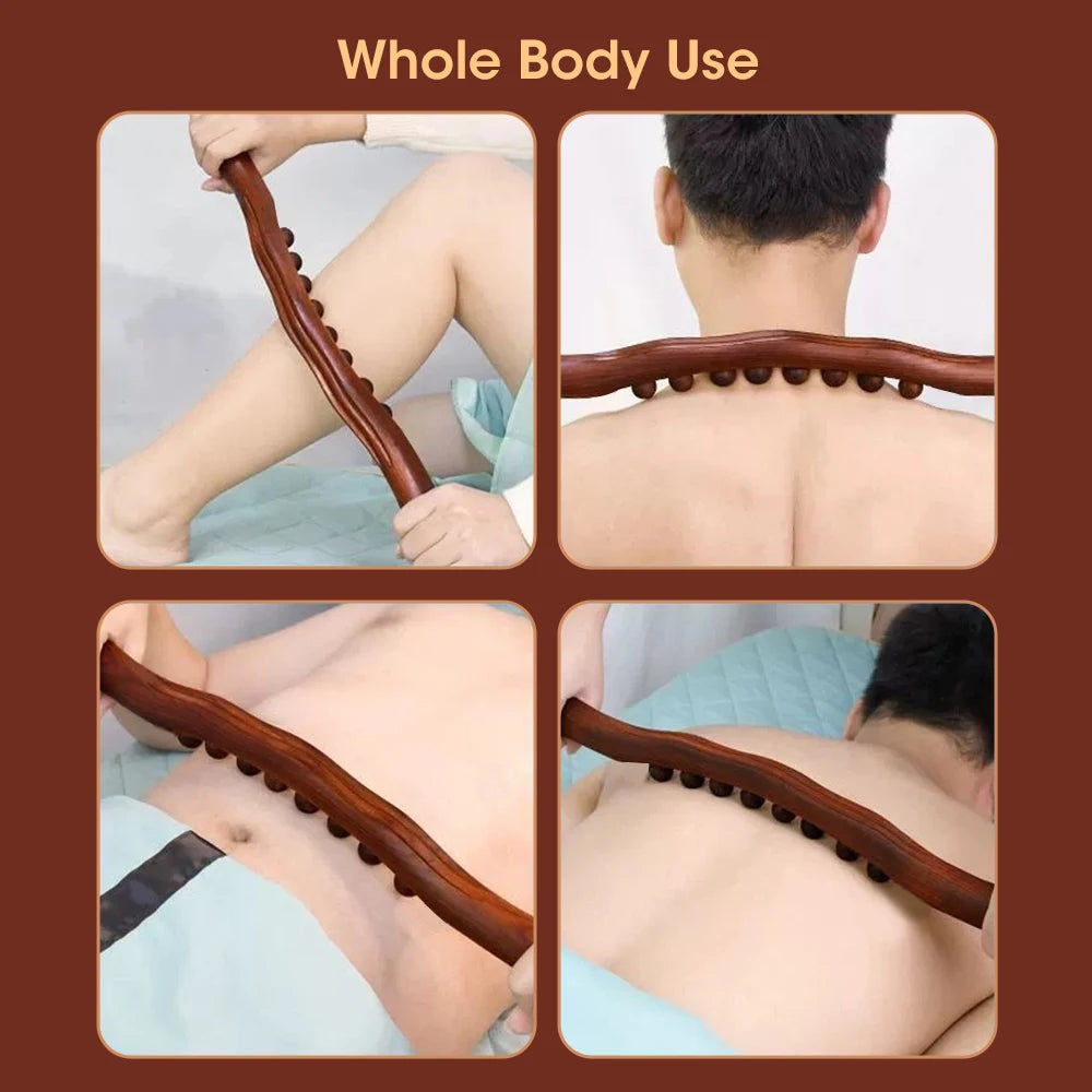 Handheld Wood Massage Roller Stick – Lymphatic Drainage & Cellulite Massager for Full Body
