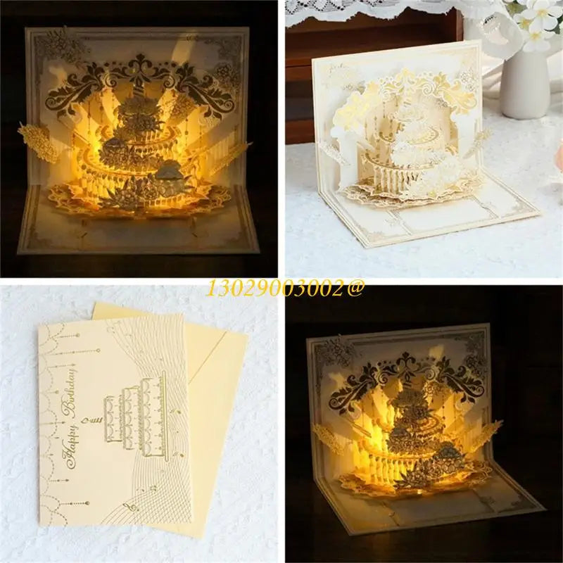 CORC Elegant Handmade Pop-Up Birthday Card – 3D Paper Art Greeting Card with Premium Texture