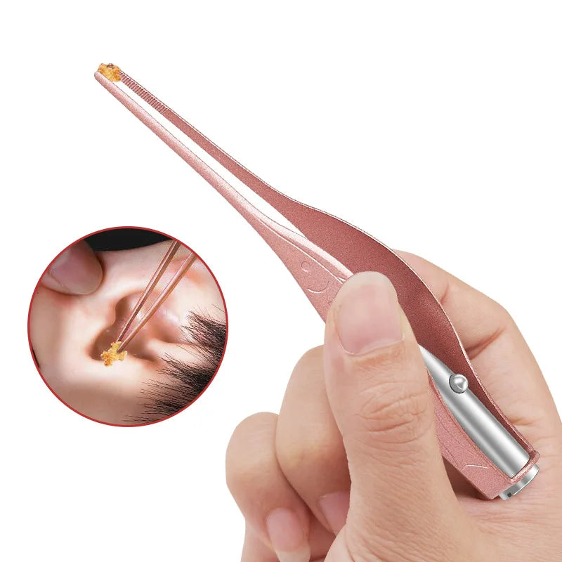 LED Ear Cleaner Earpick – Stainless Steel Wax Removal Tweezer with Luminous LED for Kids & Adults