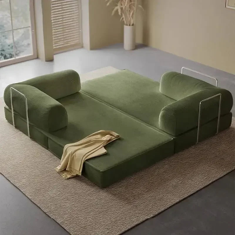 Large Green Nordic Living Room Sofa – Modern Compressed Armrest Lounge Chair for Home & Salon