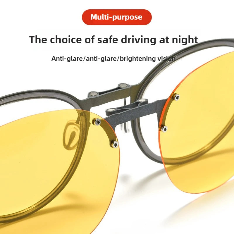 5-Lens Magnetic Polarized Sunglasses – Pure Titanium Frame Outdoor Driving Eyewear for Men