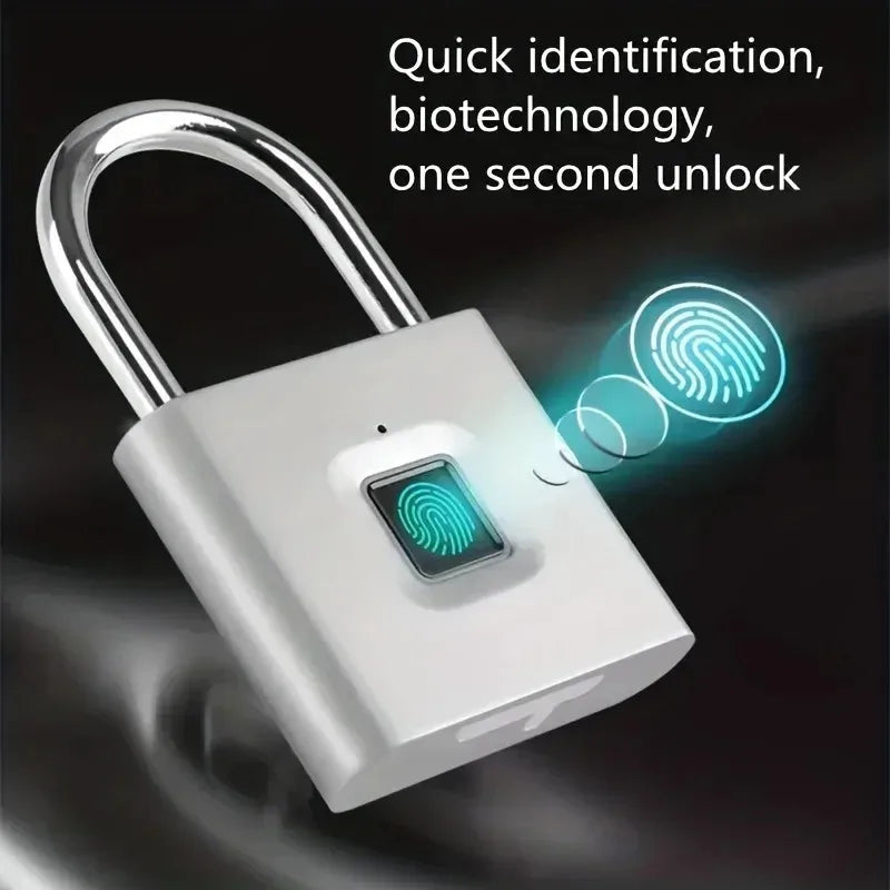 Mini Smart Fingerprint Padlock – Keyless USB Rechargeable Anti-Theft Lock for Luggage & Doors