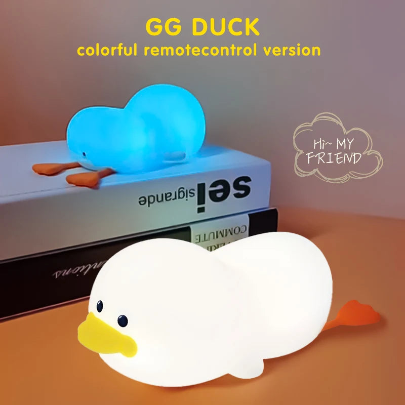 Doudou Duck Night Light – Soft Silicone USB Rechargeable Kids Lamp with Clap Control & Timer