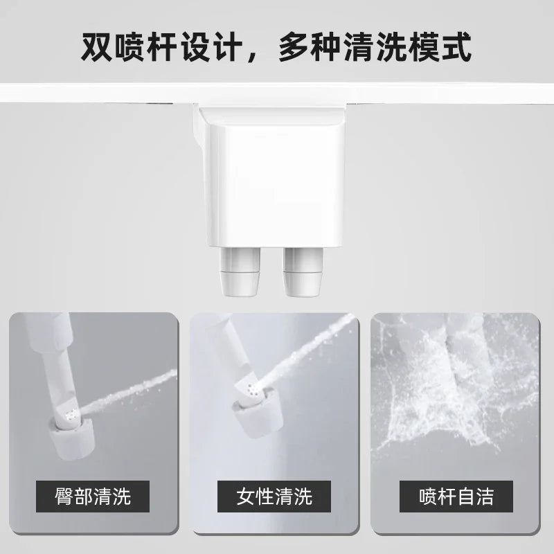 Bidet Toilet Seat Attachment – Dual Nozzle Self-Cleaning Non-Electric Bathroom Spray for Ladies, Single Cold Water