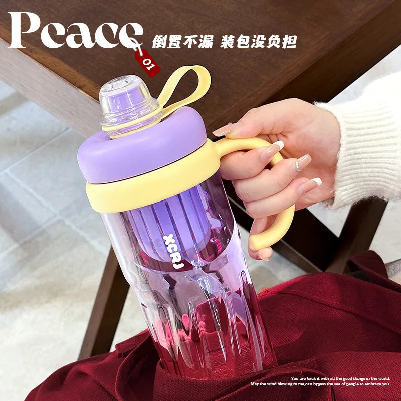 Bingba Large-Capacity Straw Cup – Gradient Color Teapot-Style Water Bottle for Summer