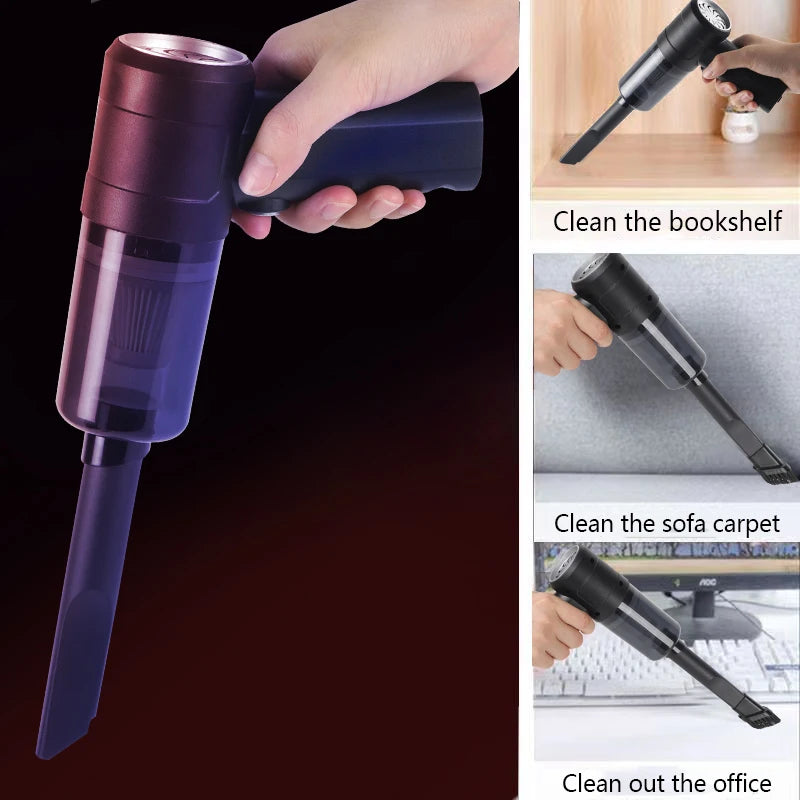 12000Pa Wireless Car Vacuum Cleaner – USB Rechargeable Mini Wet & Dry Cleaner