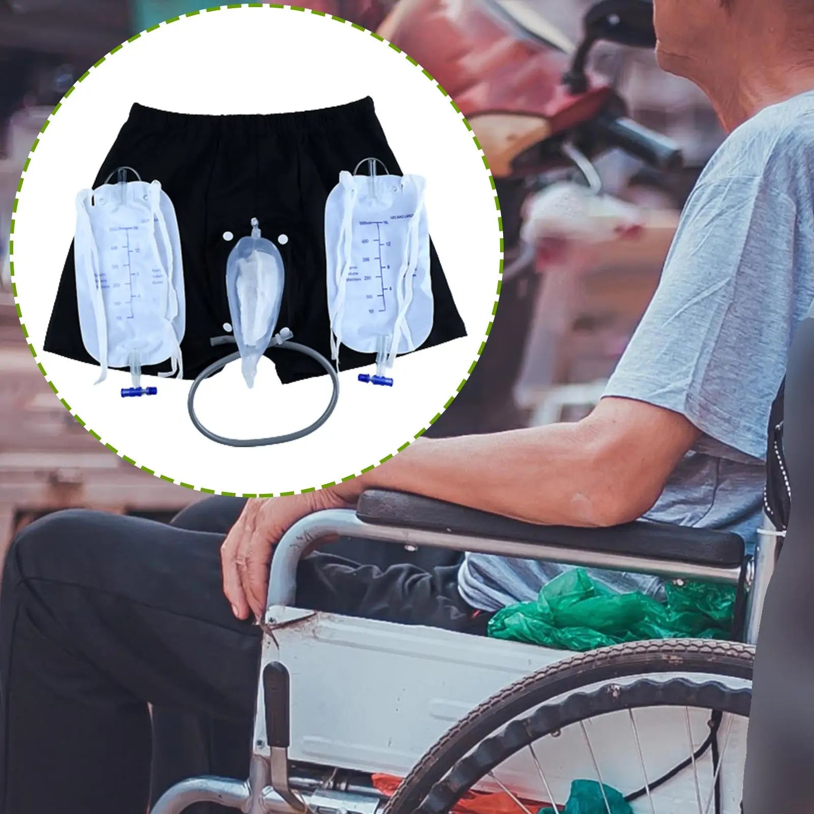 Reusable Urine Collector Bag with Incontinence Underpants – Removable, Easy-Clean Drainage System for Bedridden Use