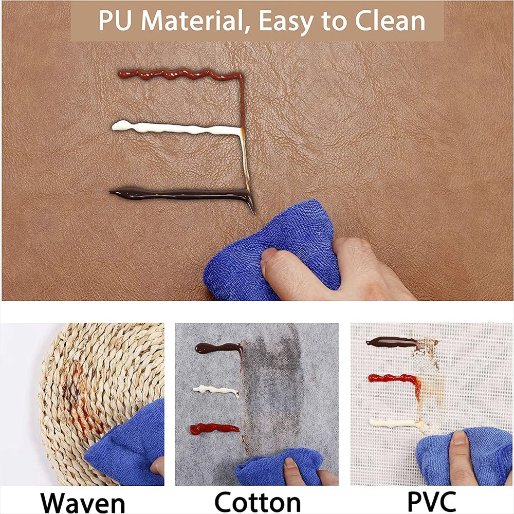 Cowhide Pattern PU Leather Placemats | Heat-Resistant, Waterproof & Wipeable Table Mats for Home & Parties