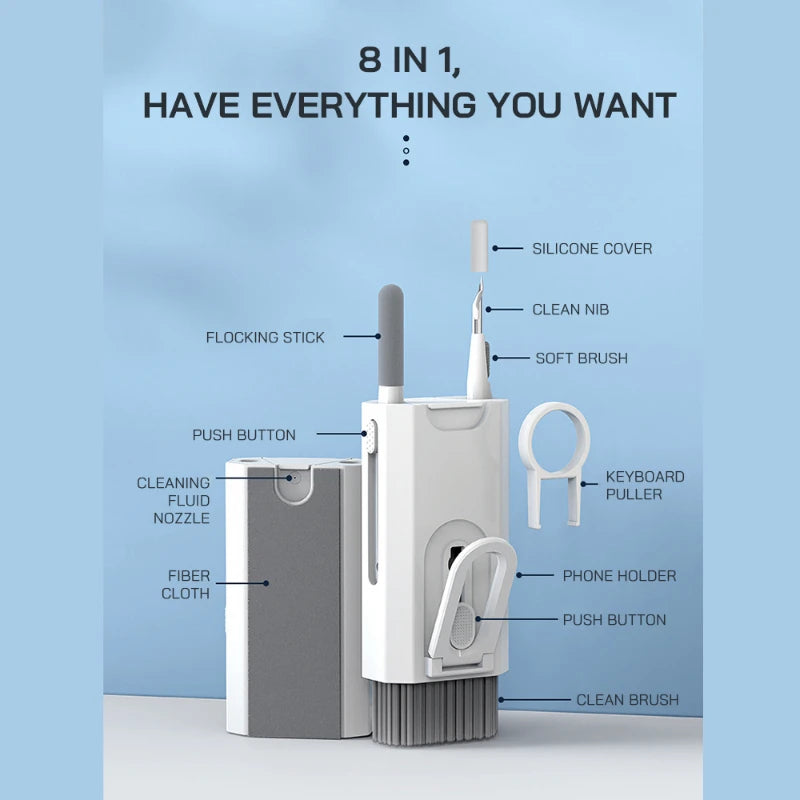 8-in-1 Keyboard & Electronics Cleaning Kit – Laptop, Headphone & Screen Cleaner Tool Set