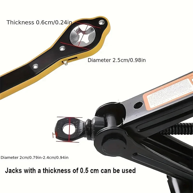 Auto Labor-Saving Jack Ratchet Wrench – Long Handle Scissor Lug Wrench with 360° Knob Design for Tire & Wheel Change