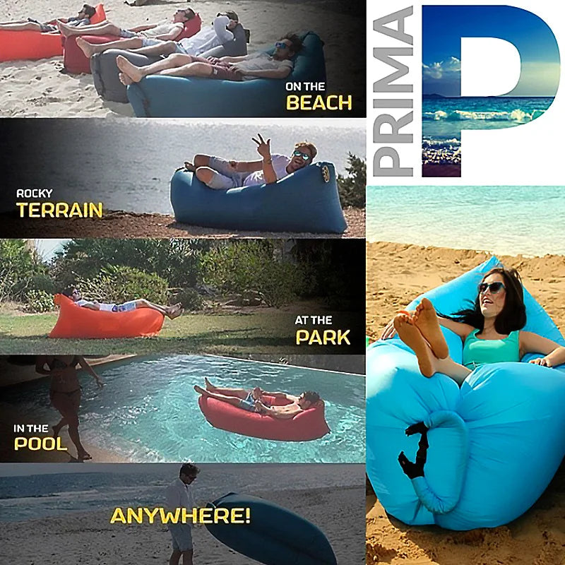 Inflatable Air Sofa Chair – Portable Waterproof Camping & Beach Lounger with Sleeping Bag Design