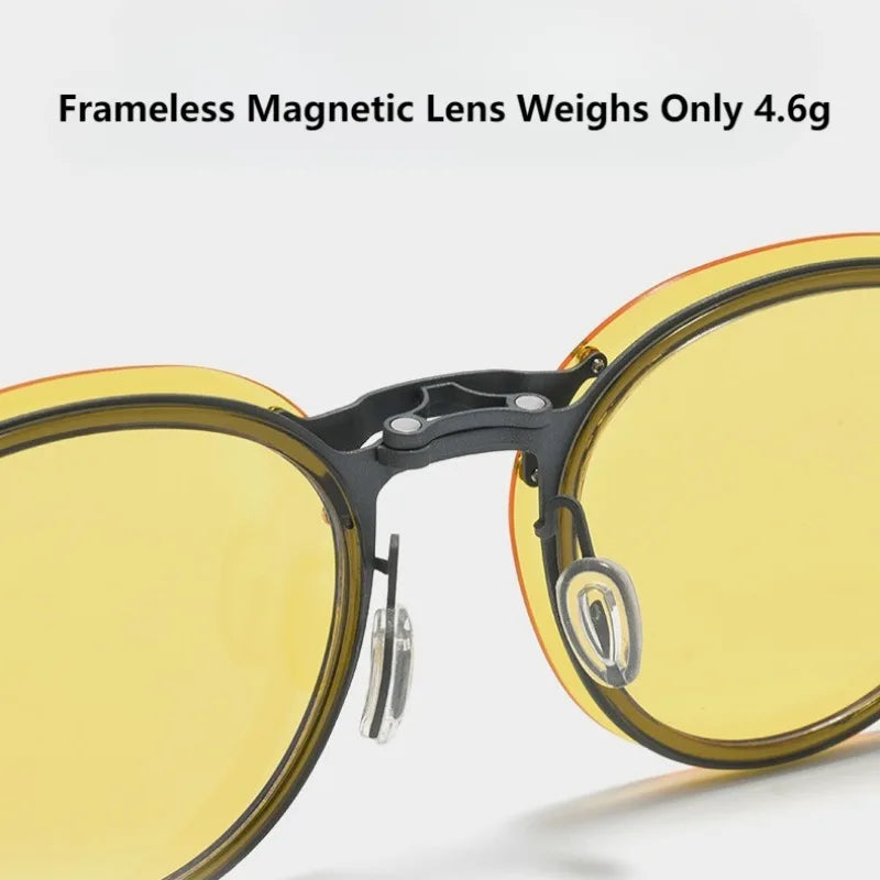 5-Lens Magnetic Polarized Sunglasses – Pure Titanium Frame Outdoor Driving Eyewear for Men