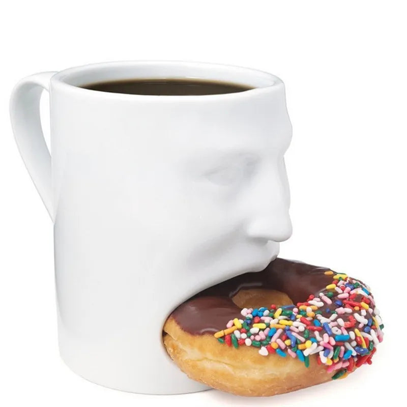 Creative Ceramic Mug with Biscuit Holder 170ml Coffee & Tea Cup with Built-In Cookie Tray, Funny Gift Idea