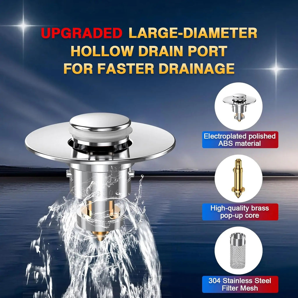 Bathroom Sink Pop-Up Drain Strainer – Stainless Steel Hair Catcher & Universal US Drain Stopper