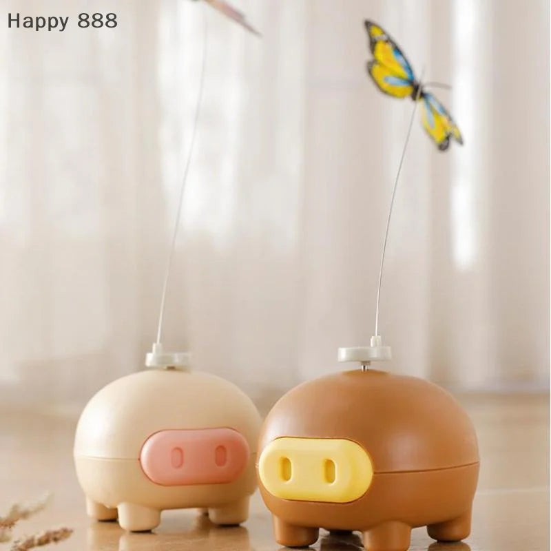 Interactive Electronic Cat Toy – Automatic Rotating Pig & Butterfly Puzzle Toy for Cats