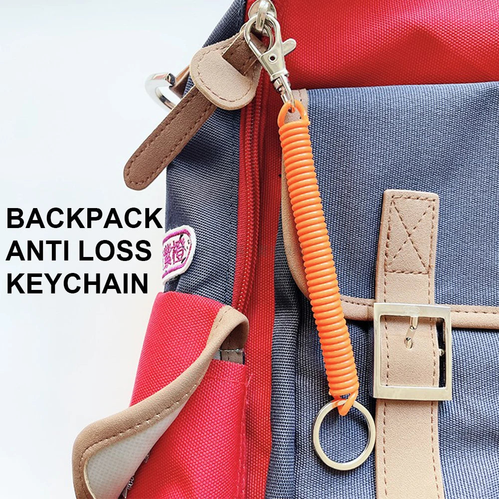 Creative Anti-Theft Elastic Keychain with Telescopic Spring Rope Secure Car Key & Handbag Holder for Men & Women