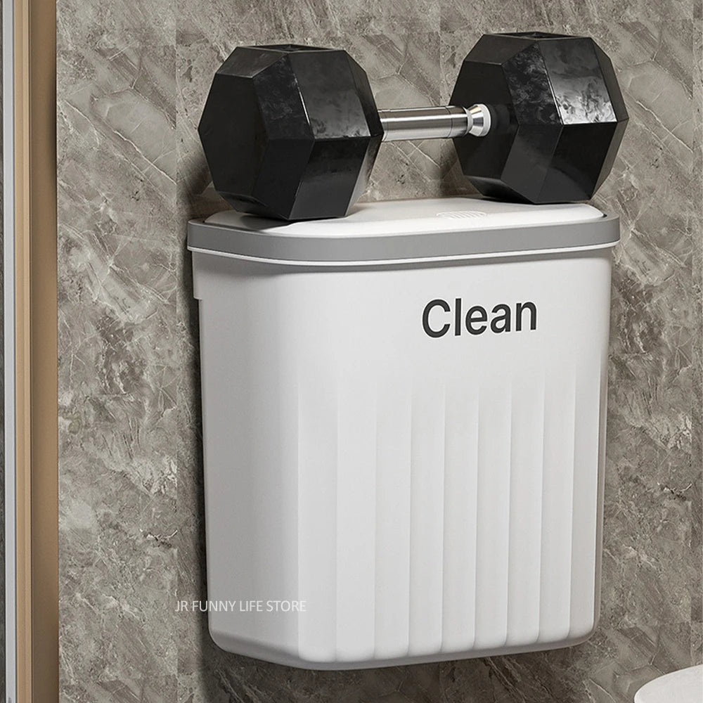 12L / 16L Press Type Wall Mounted Trash Can – Hanging Garbage Bin with Lid for Bathroom & Kitchen