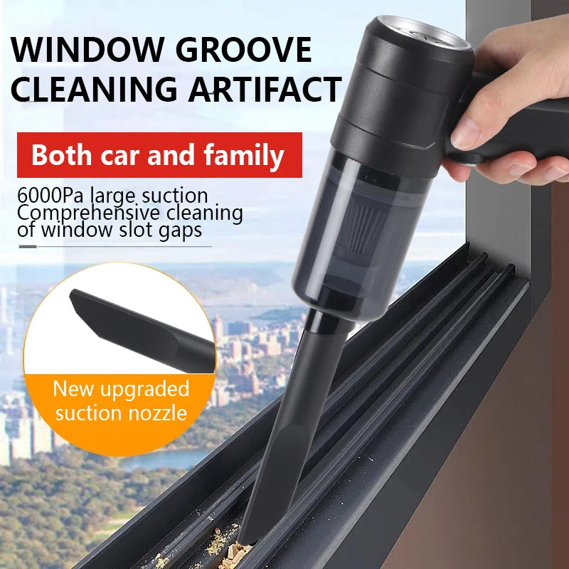 12000Pa Wireless Car Vacuum Cleaner – USB Rechargeable Mini Wet & Dry Cleaner