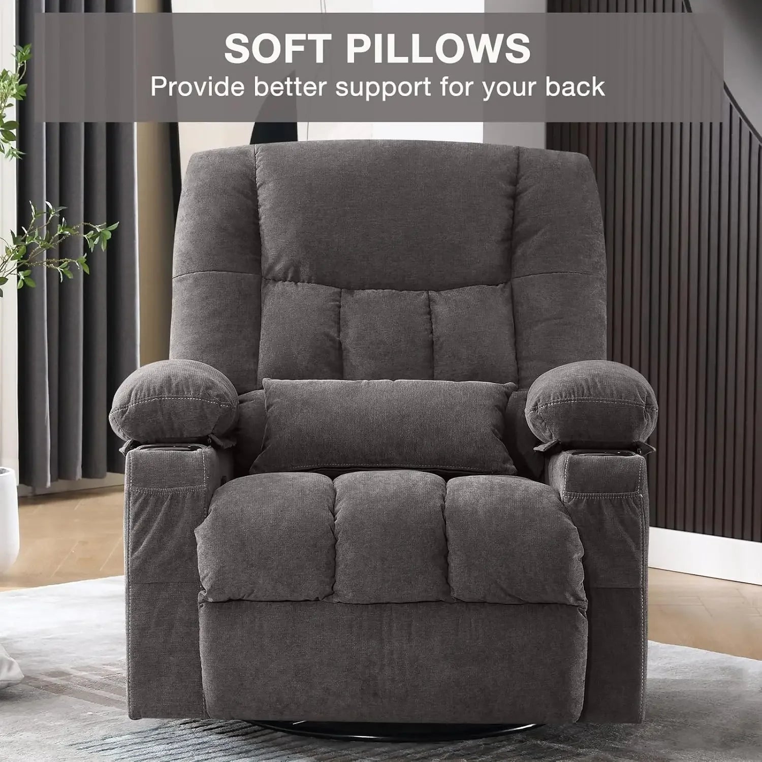 Massage Swivel Rocker Recliner Chair – Ergonomic Lounge with Heat & Vibration for Living Room