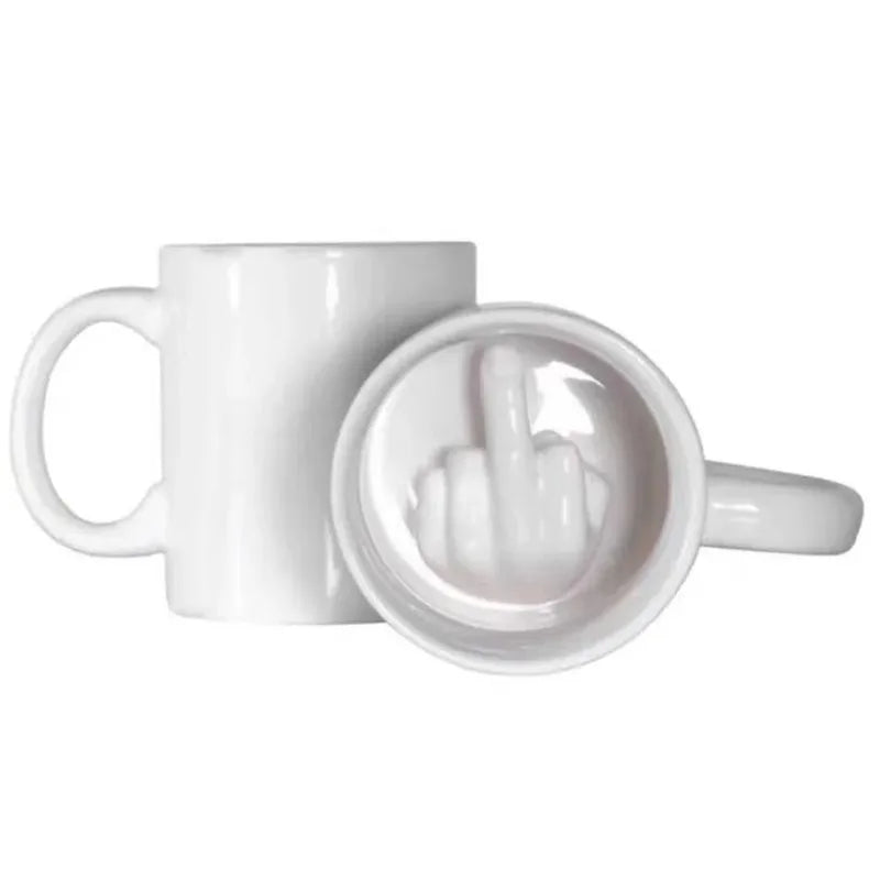 Funny Middle Finger Ceramic Mug  Creative Novelty Coffee Cup Gift