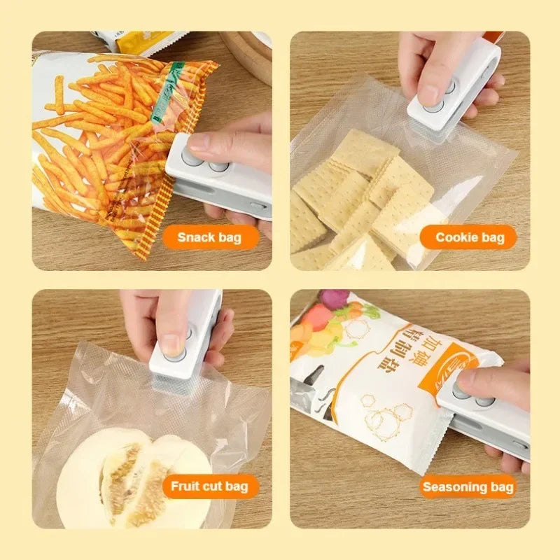 2-in-1 Mini Bag Heat Sealer – Handheld USB Rechargeable Snack & Storage Bag Sealing Machine
