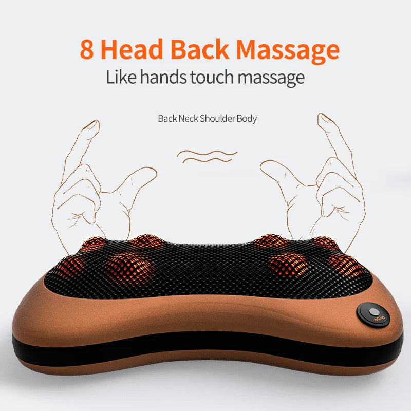 Multifunctional Electric Head & Body Massager – Shiatsu Neck, Back, Waist, and Cervical Massage Pillow for Home & Car