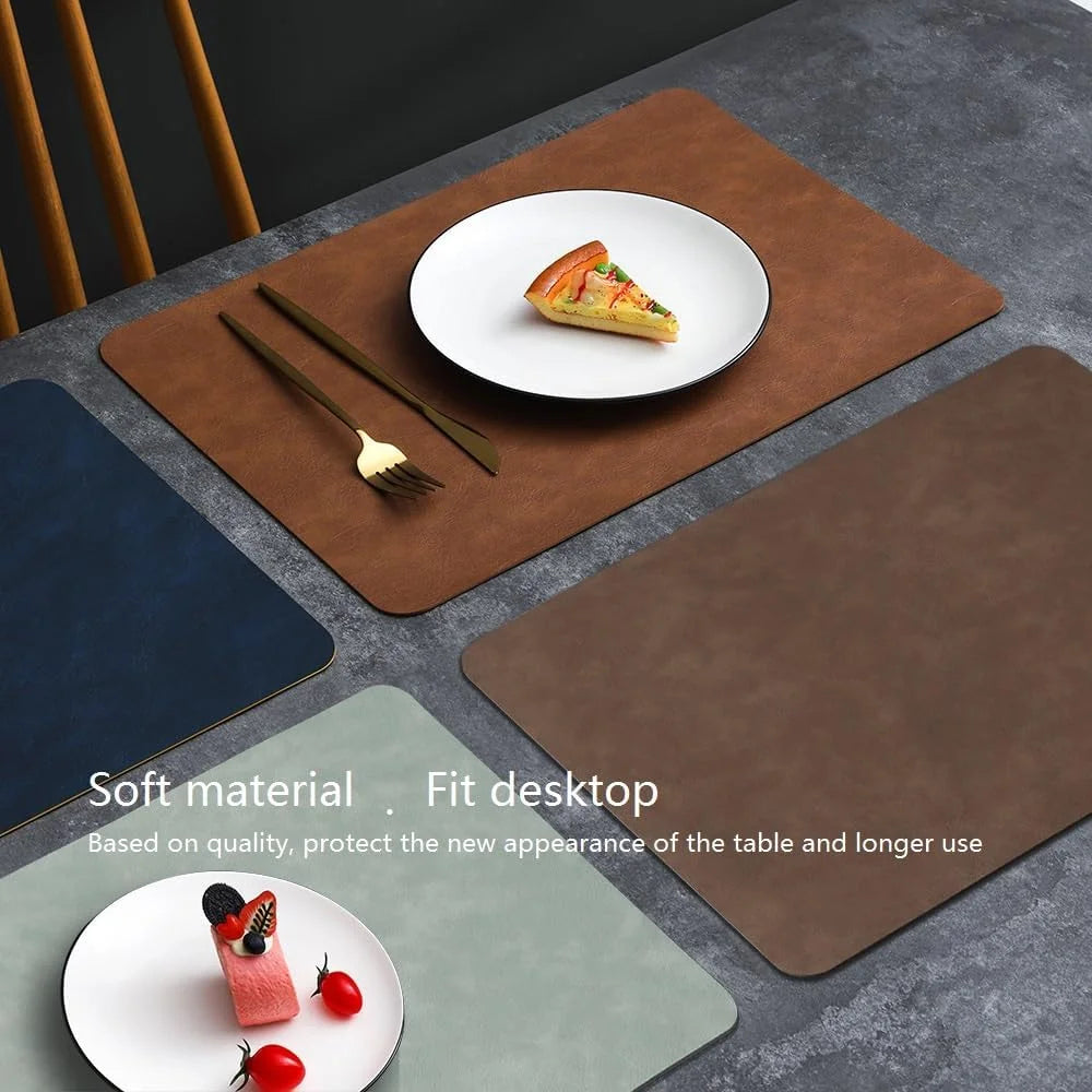 Cowhide Pattern PU Leather Placemats | Heat-Resistant, Waterproof & Wipeable Table Mats for Home & Parties